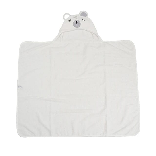 Character Hooded Bath Towel in White Bear
