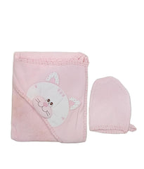 Cat Bath Towel Set/ Pink