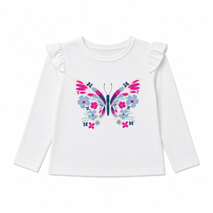 Baby Girl Full Sleeves White Butterfly T-Shirt