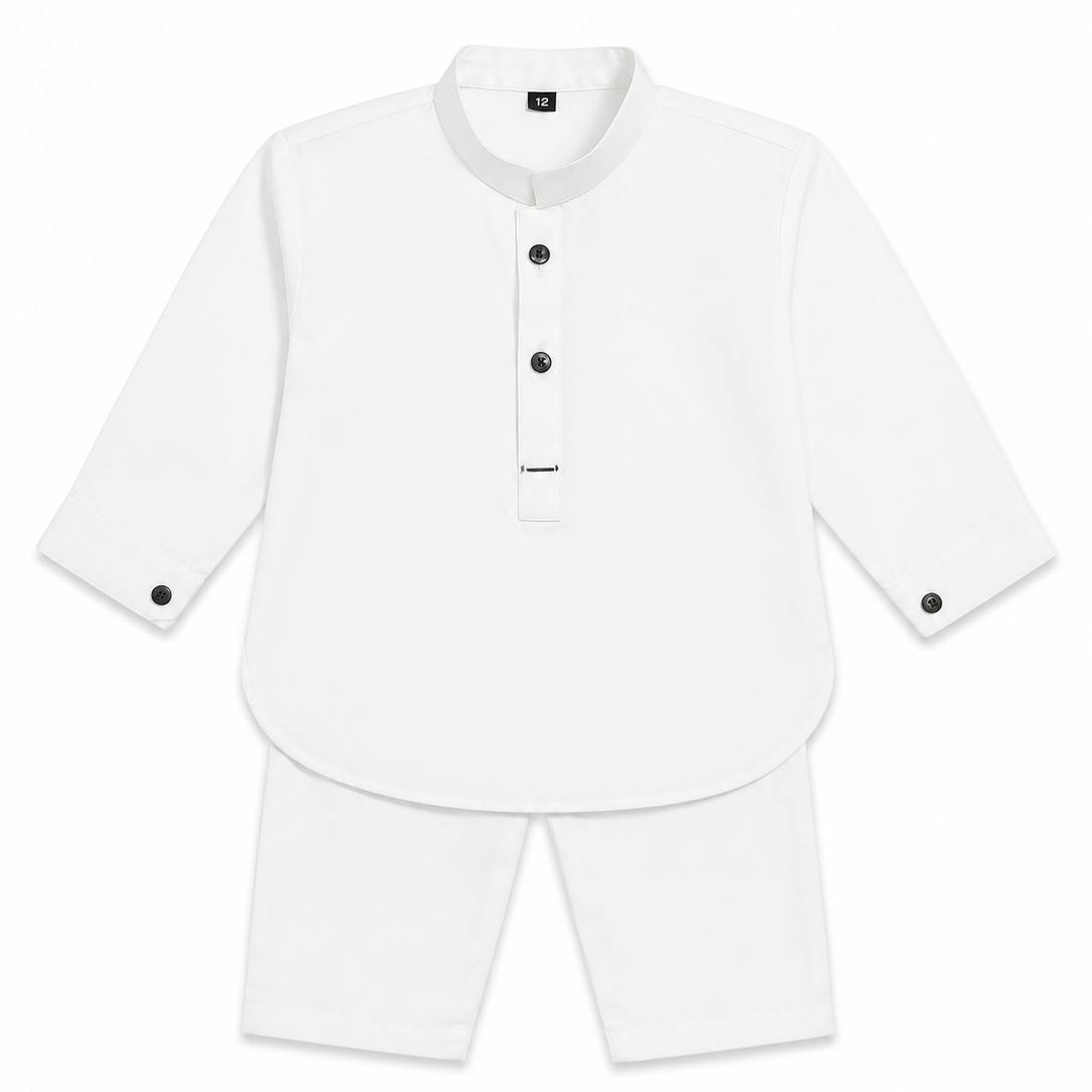 Baby Boy White Boski Kurta Trouser Set