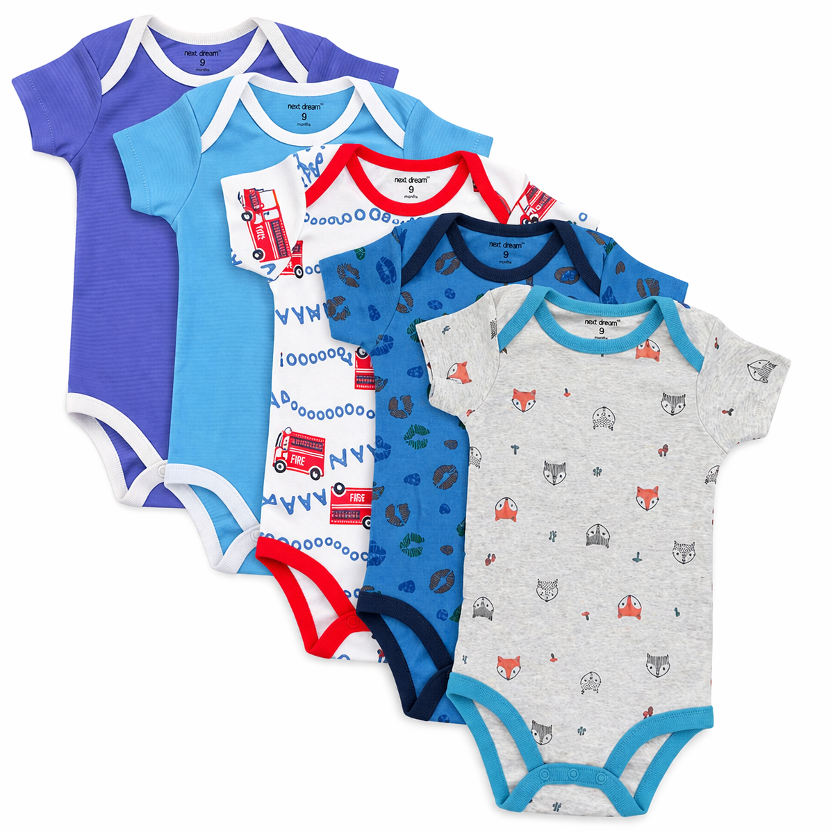 6-9 Month Half Sleeves 5PC Body suit Sets