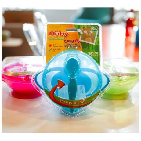 Nuby Suction Bowl and Spoon- Blue 6m+