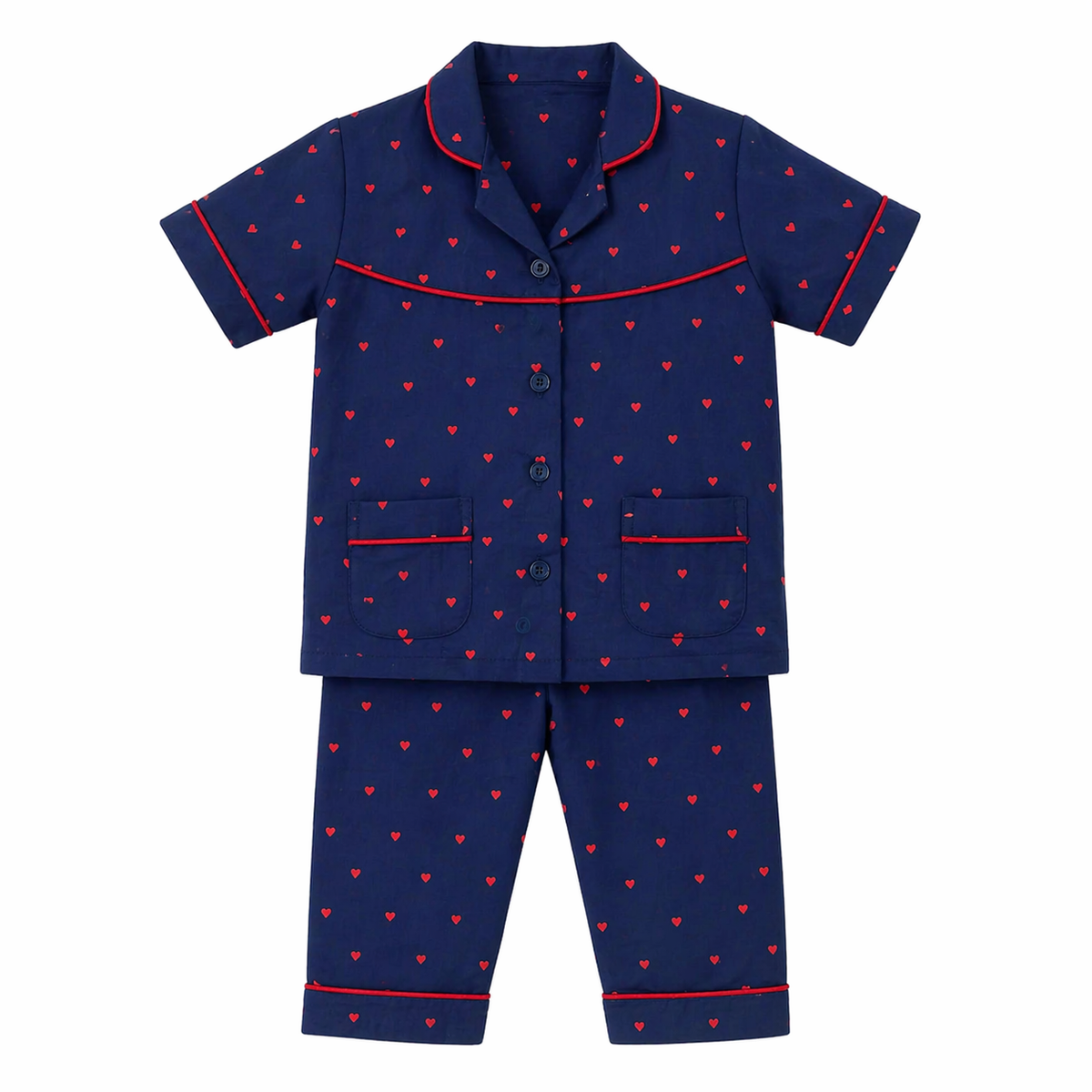 Red Hearts Cotton Night Suit