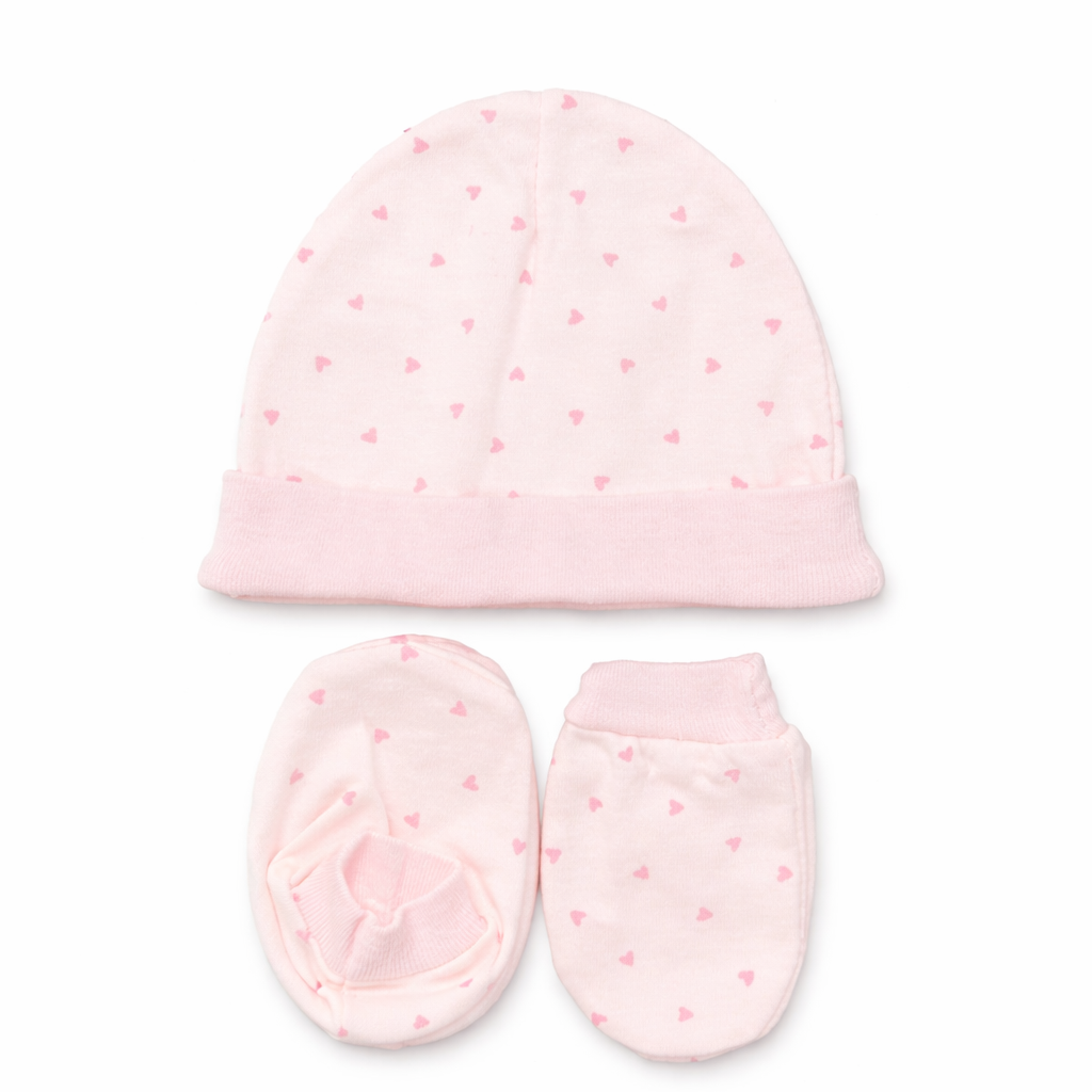 Newborn 3PC Baby Set – Mittens, Booties & Cap for Soft Comfort