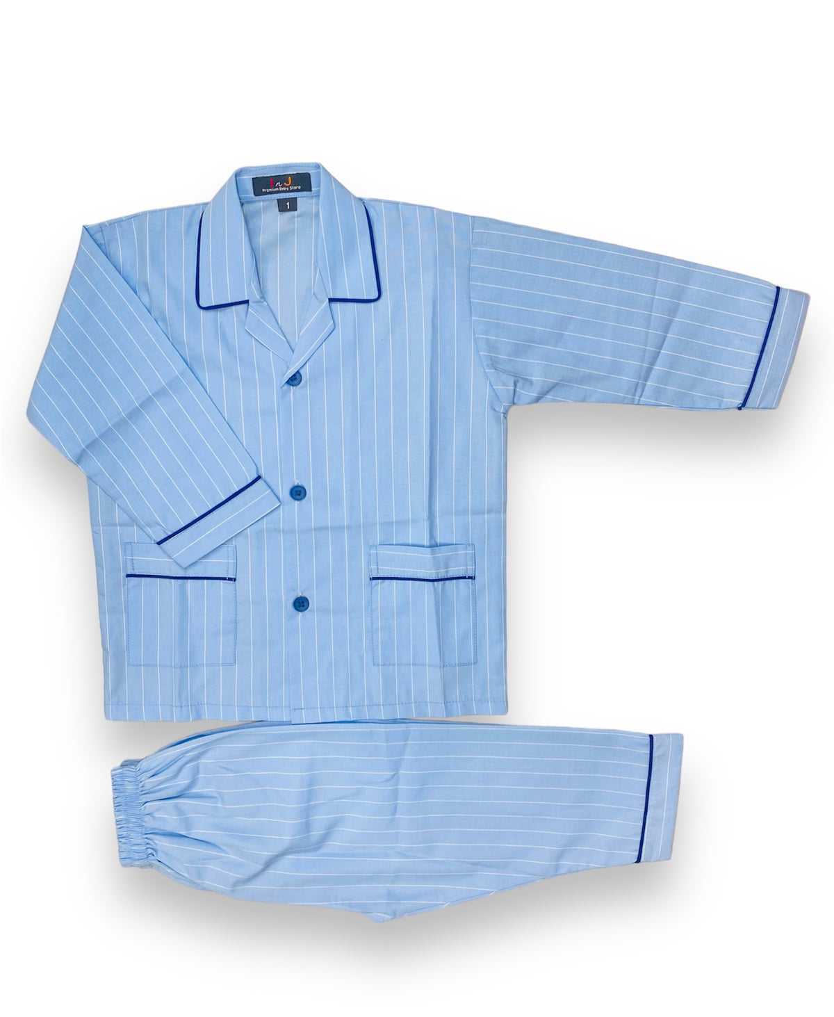 Blue Lining Cotton Night Suit