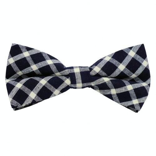 Navy Blue Checkered Bow Tie