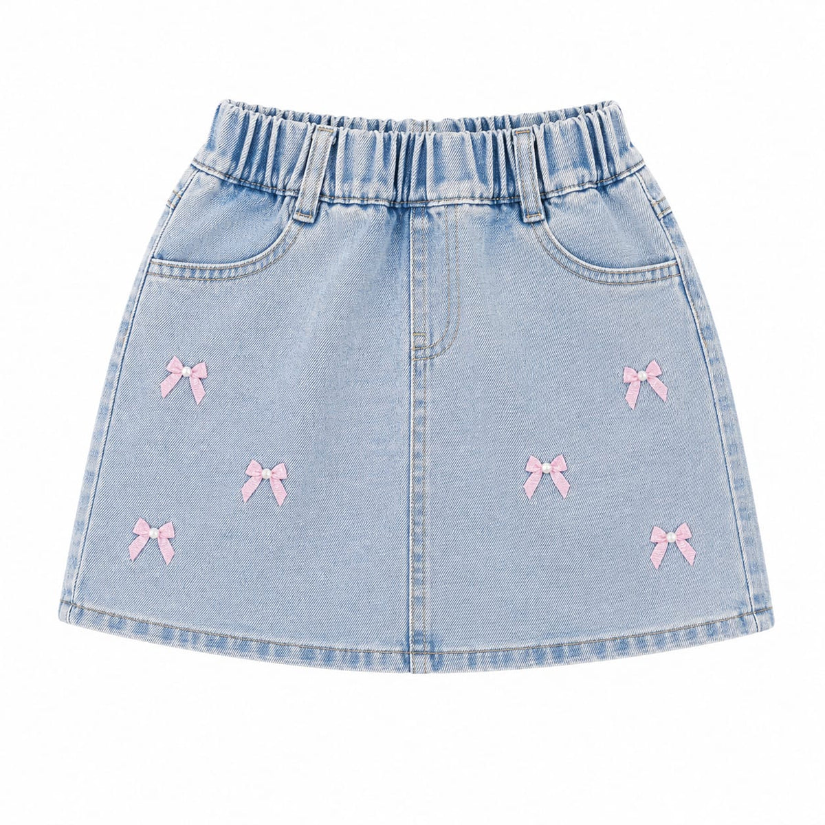 Baby Girl Denim Short - Pink Ribbon