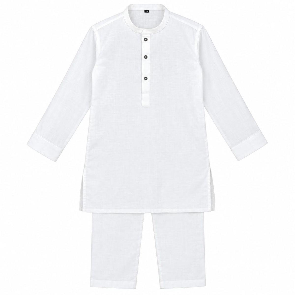 Baby Boy Self Lining White Kurta Trouser Set