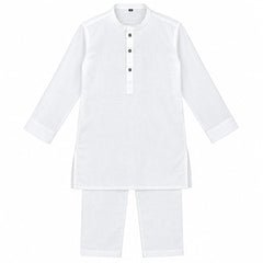 Baby Boy Self Lining White Kurta Trouser Set
