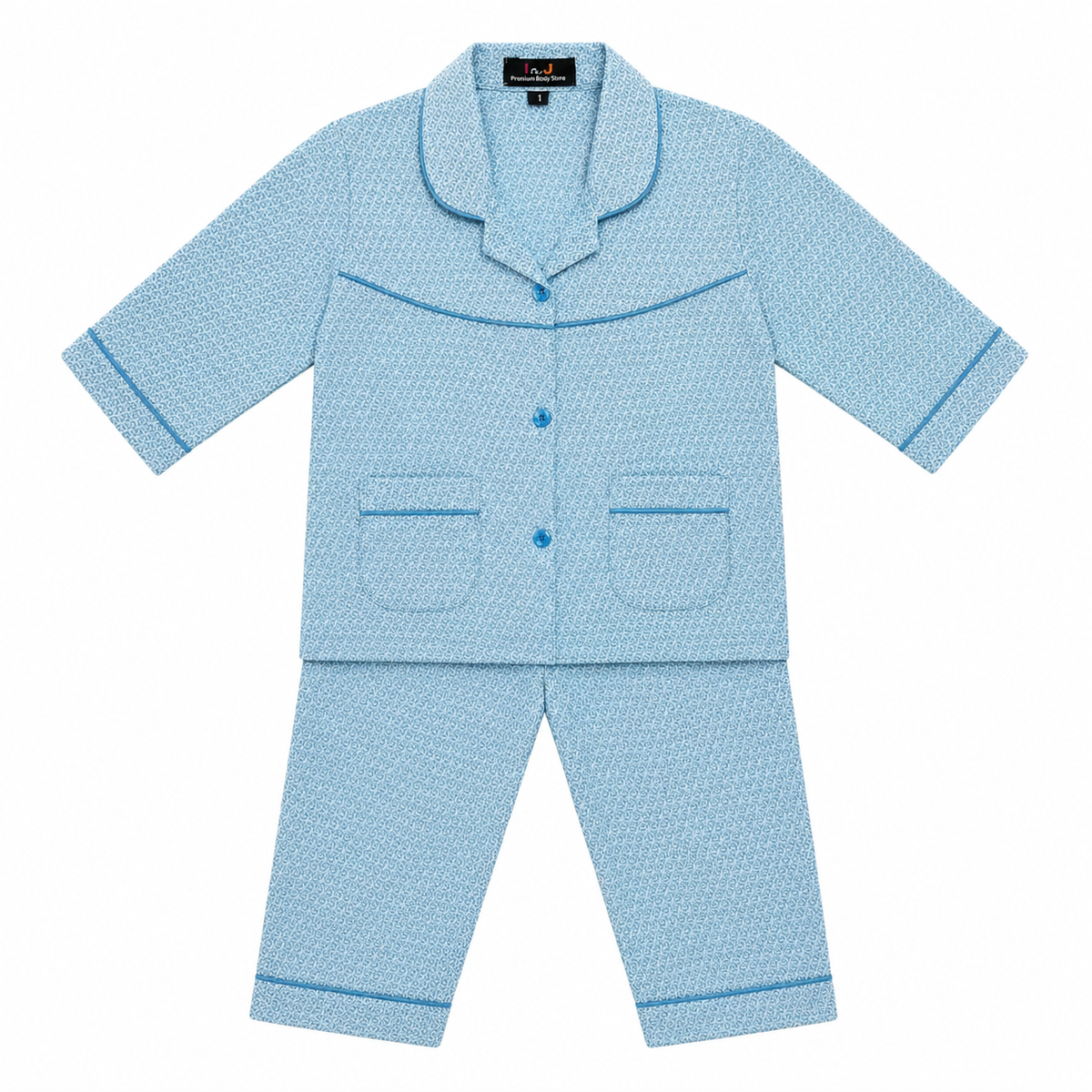 Baby Girl Full Sleeves Butterfly Print Cotton Night Suit