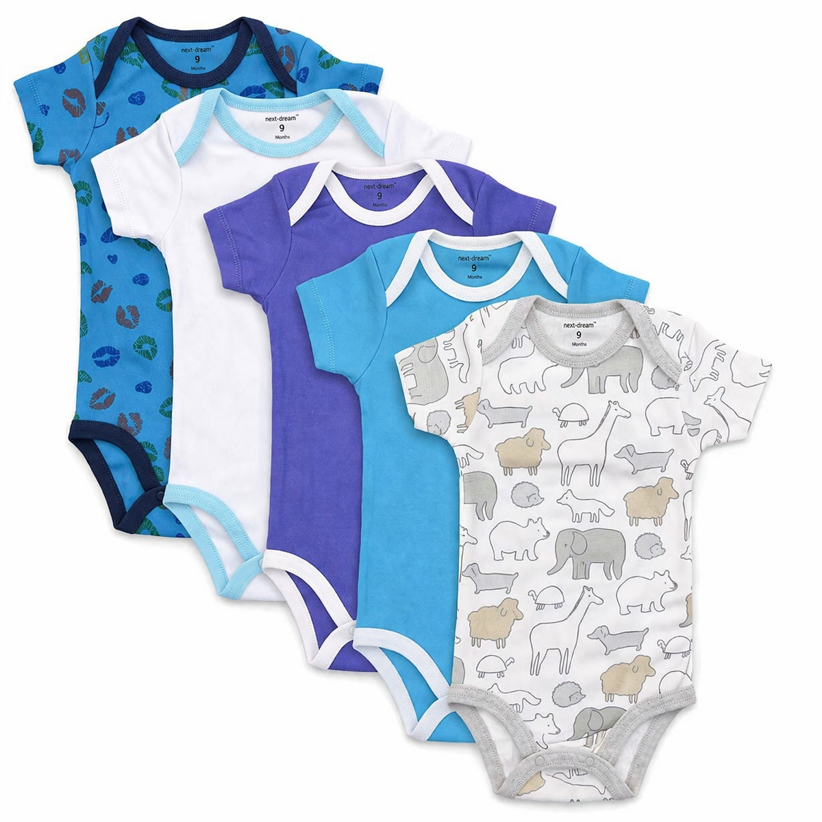 6-9 Month Half Sleeves 5PC Body suit Sets