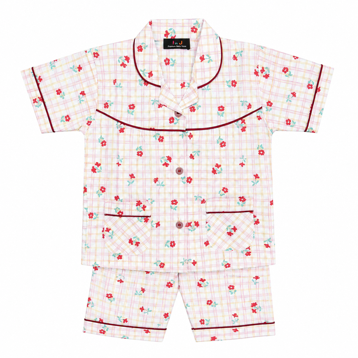 Baby Girl Half Sleeves Cotton Night Suit