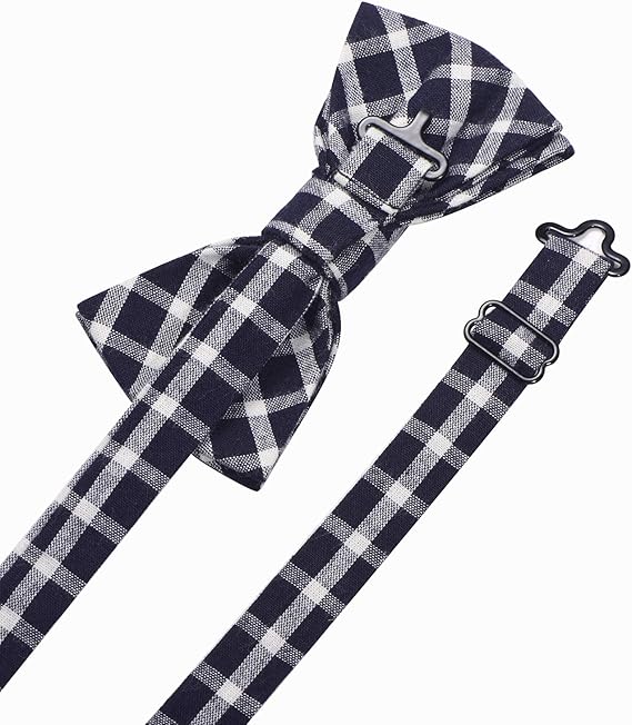 Navy Blue Checkered Bow Tie