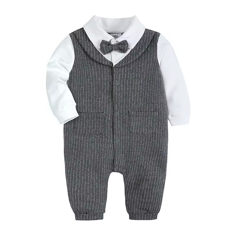 Baby Boy Grey Long Sleeves Romper