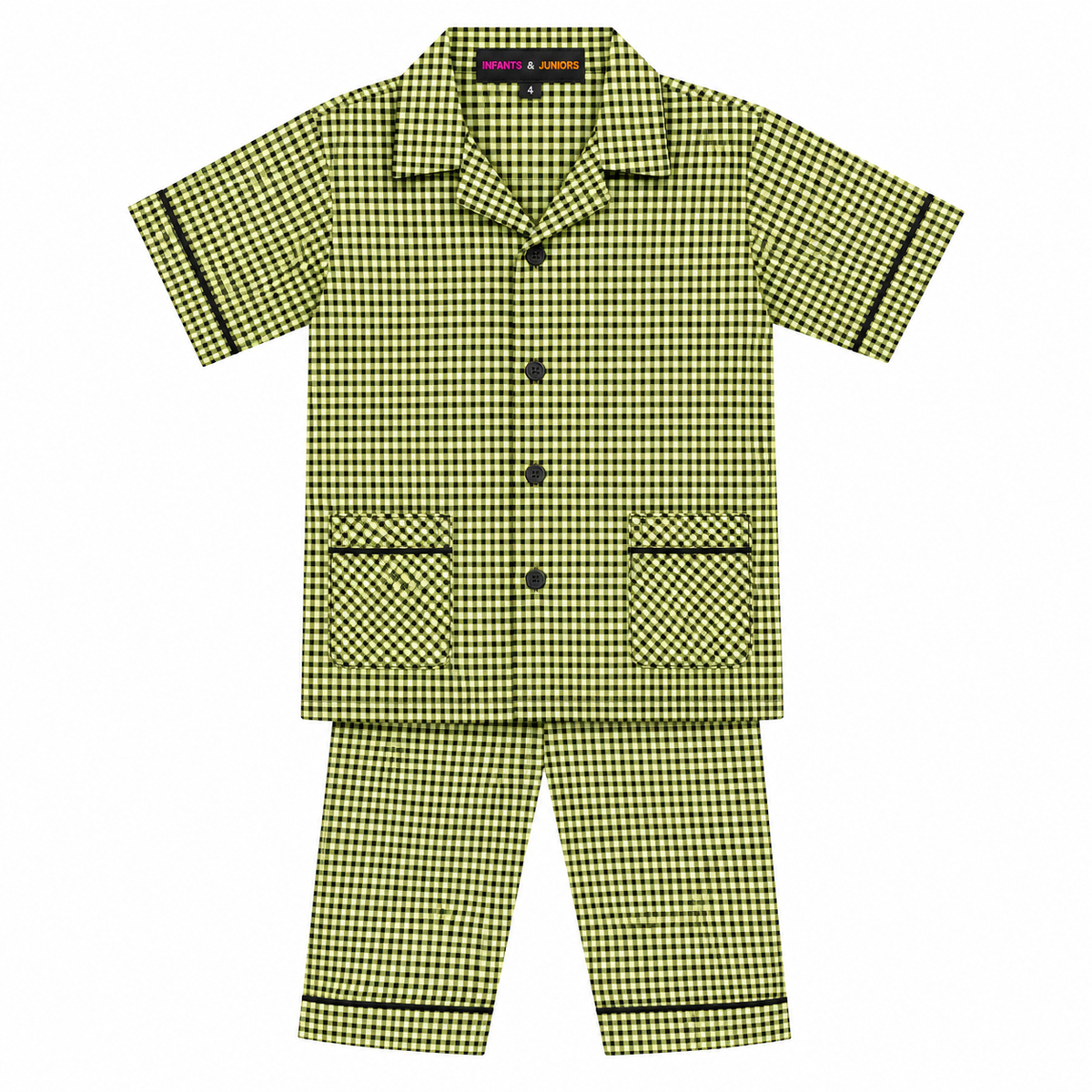 Black Stripes Half Sleeves Cotton Night Suit