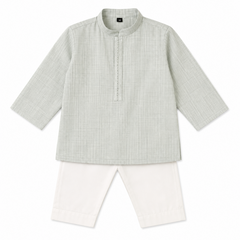 Baby Boy Sage Green Cotton Kurta Trouser Set