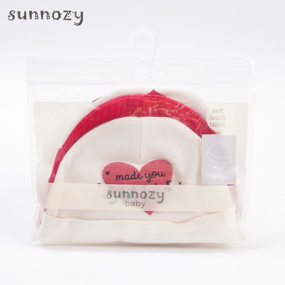 3PC Soft touch Red Heart Cap
