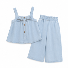 2PC Embroidered Cowboy Tank Top with Wide Leg Pants
