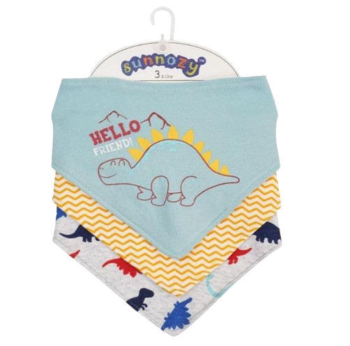 3PK Dino Bandana Bib