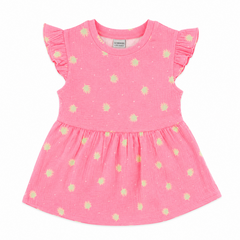 Baby Girl Cap Sleeves Summer Frock - Pink Floral Theme