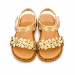 Baby Girl Party Wear Golden Floral Sandals