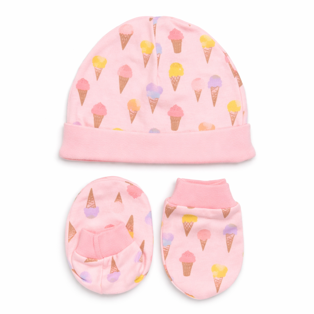 Newborn 3PC Baby Set – Mittens, Booties & Cap for Soft Comfort