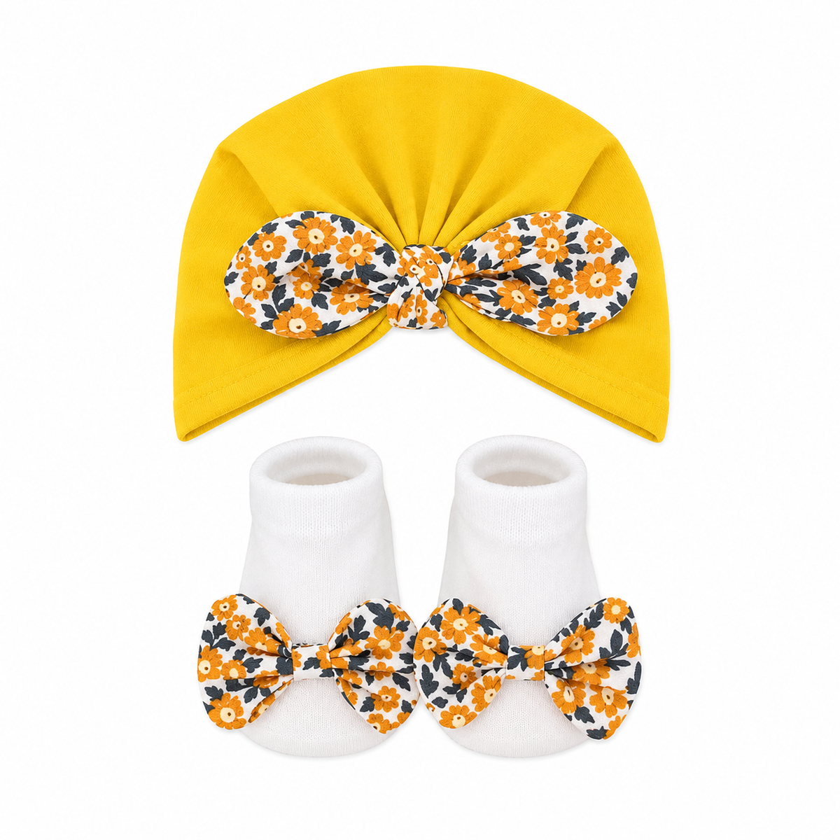 Yellow Turban Cap & Socks Set