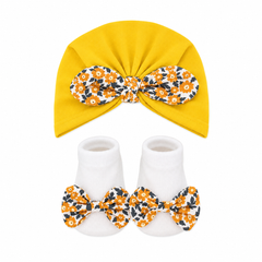 Yellow Turban Cap & Socks Set