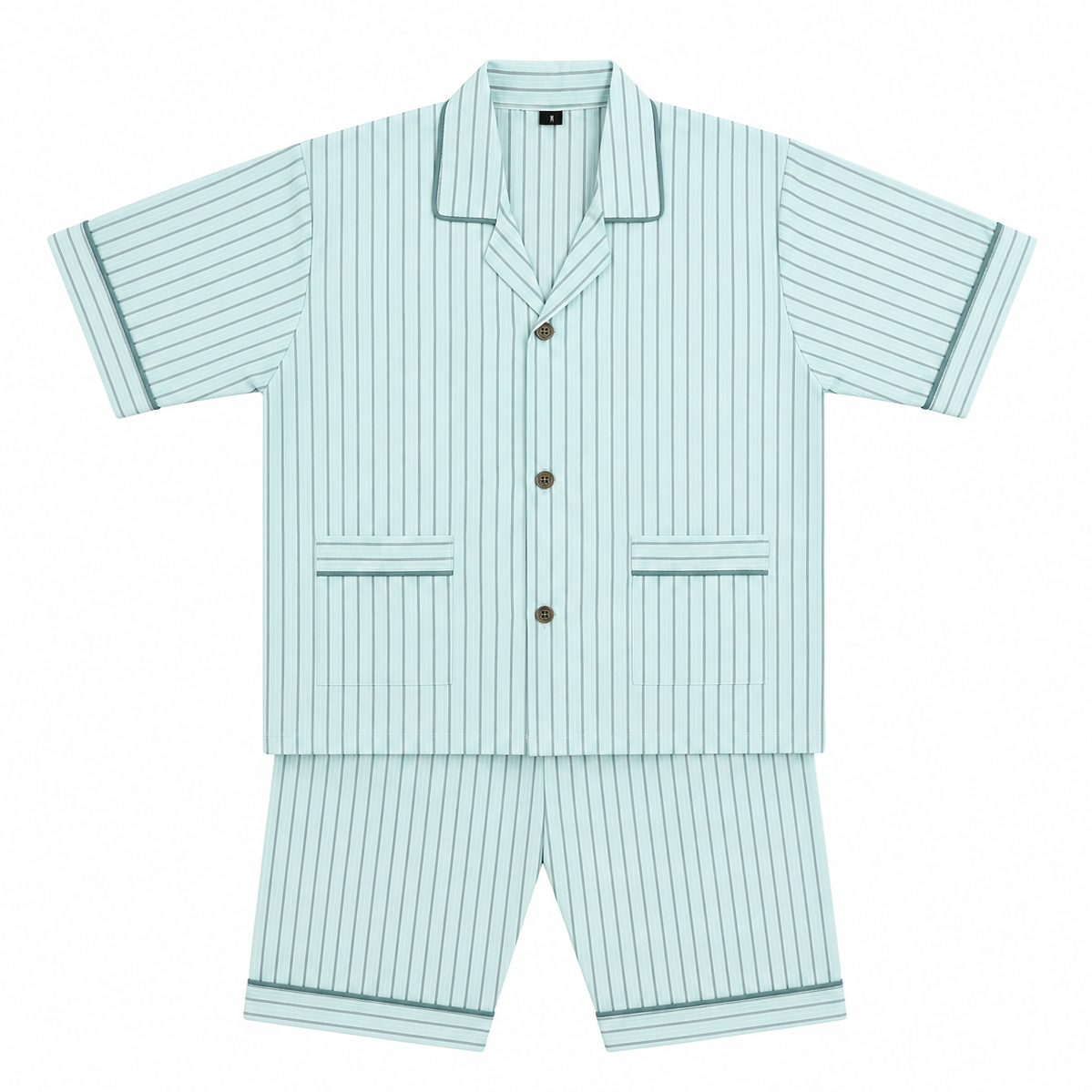 Green Stripes Half Sleeves Cotton Night Suit