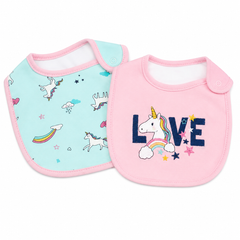 2PC Unicorn Girl Bib Set