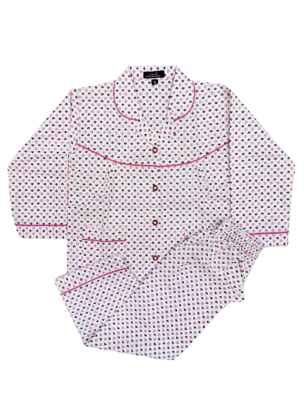 Cotton Night Suit V Neck Style /Pink Flower