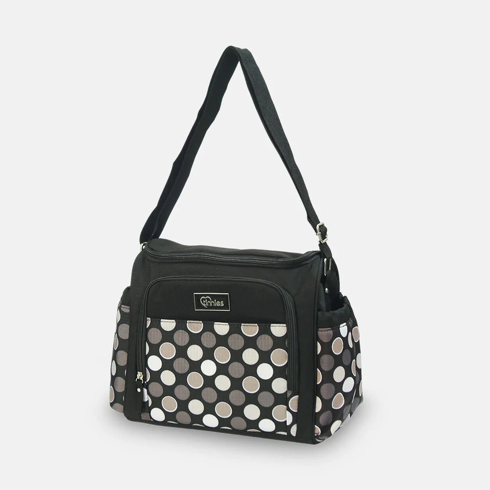Baby Diaper Bag - Black Polka Dot Printed