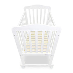 BABY WOODEN CRIB – WHITE FINISH WITH ROCKING & WHEELS