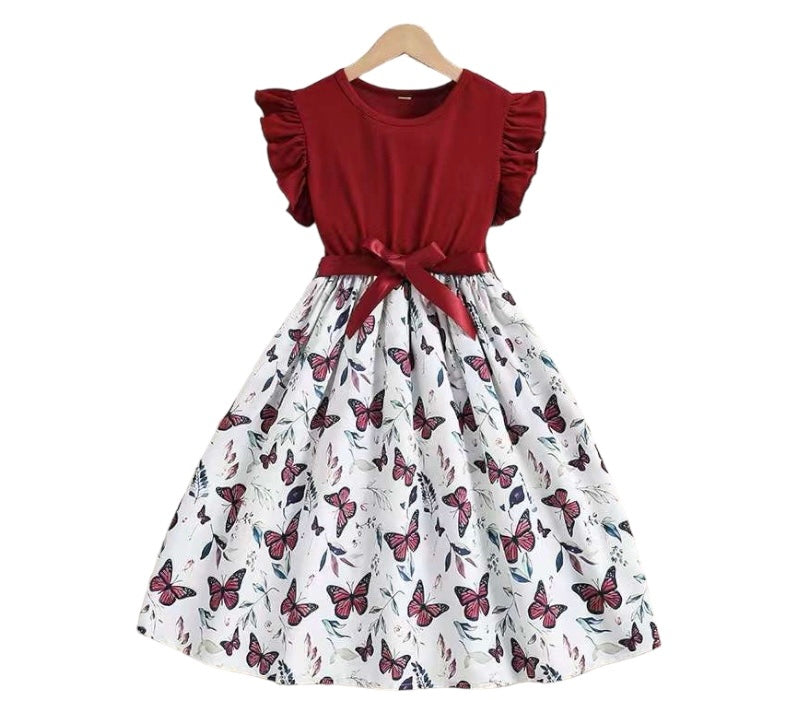 Maroon Butterfly Frock