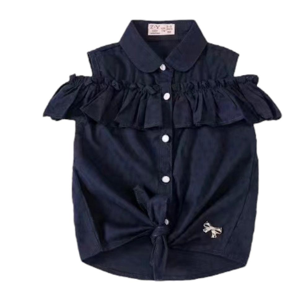 Baby Girl Dark Blue Polo Formal Shirt