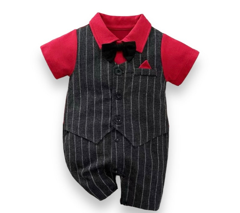 Baby Boy Formal Red Romper