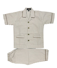 Half Sleeves Checks Cotton Night Suit