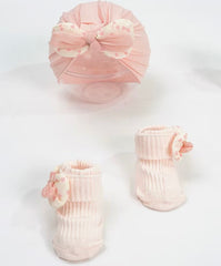 Pink Turban Cap & Socks Set