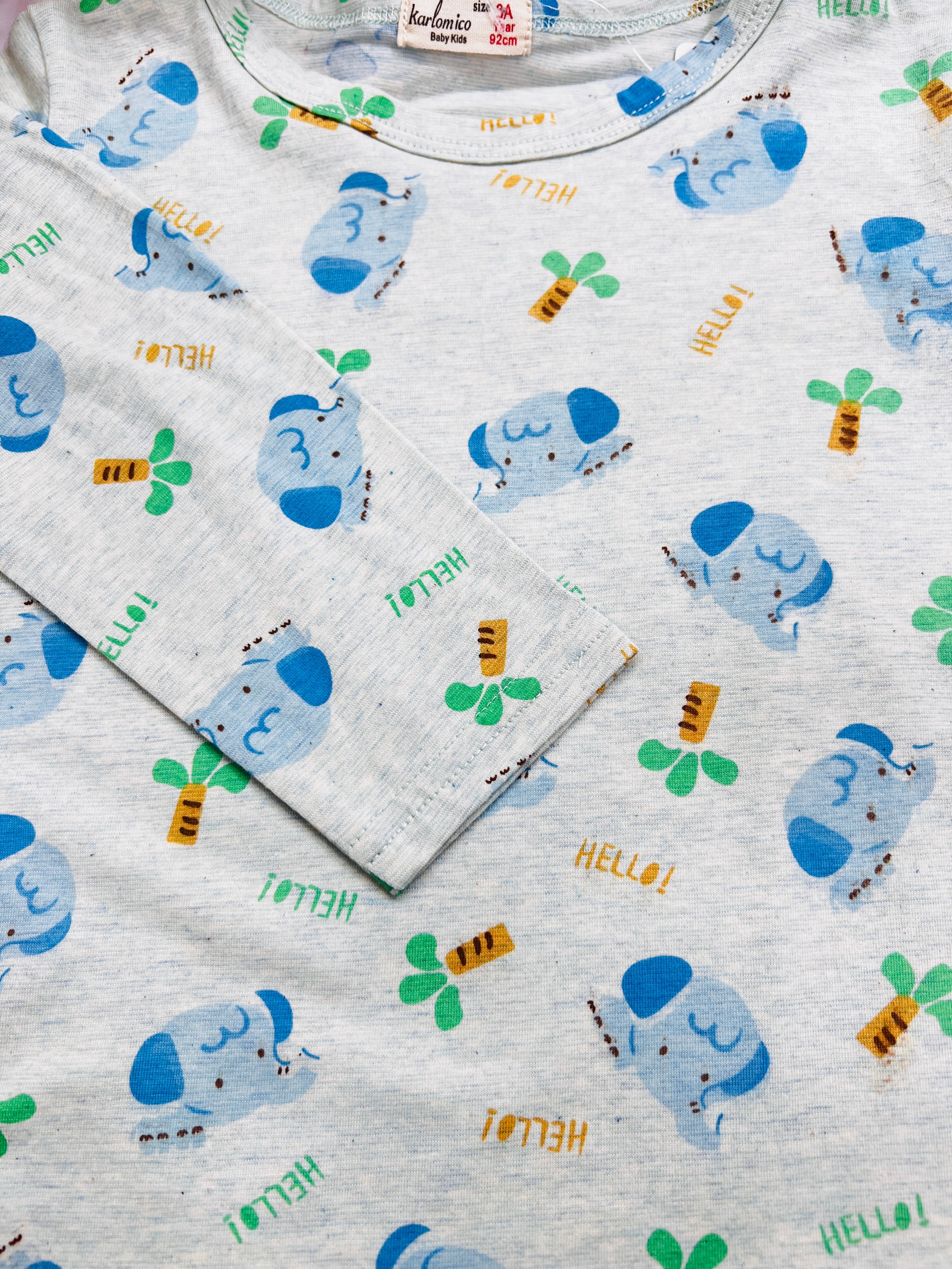 Round Neck Elephant Night Suit