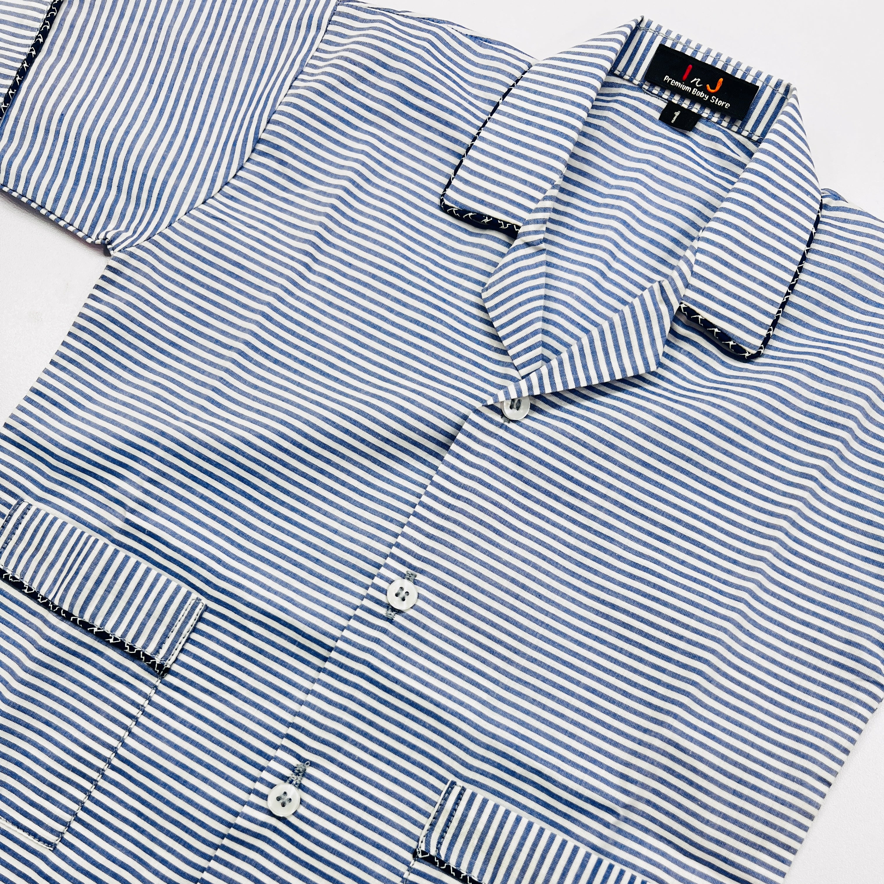 Blue Stripes Cotton Night Suit