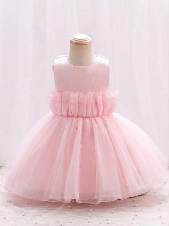 Girls Pink Flared Party wear Frock