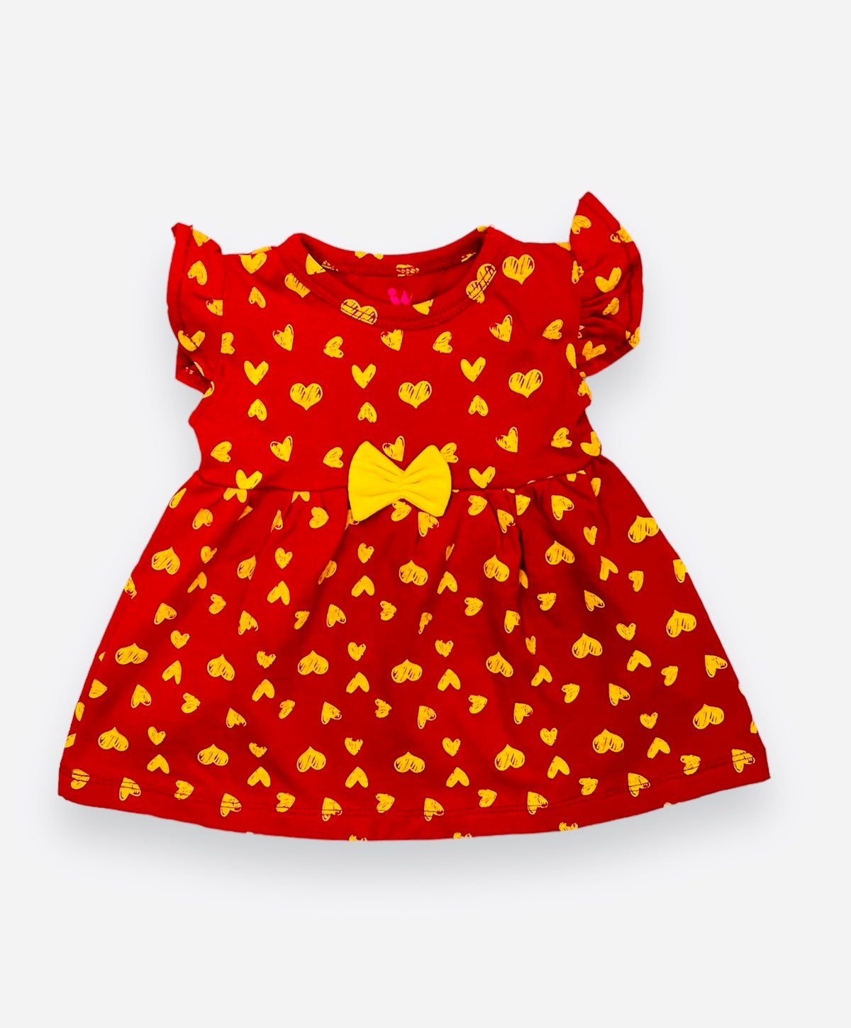 Red Cap Sleeves Heart Frock