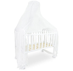 BABY WOODEN CRIB – WHITE FINISH WITH ROCKING & WHEELS