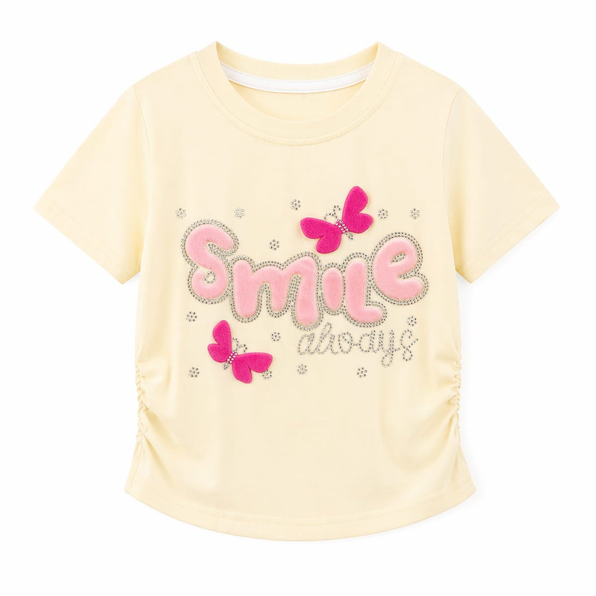 Baby Girl Summer Off White T-Shirt – Sparkling Silver Stone Accent