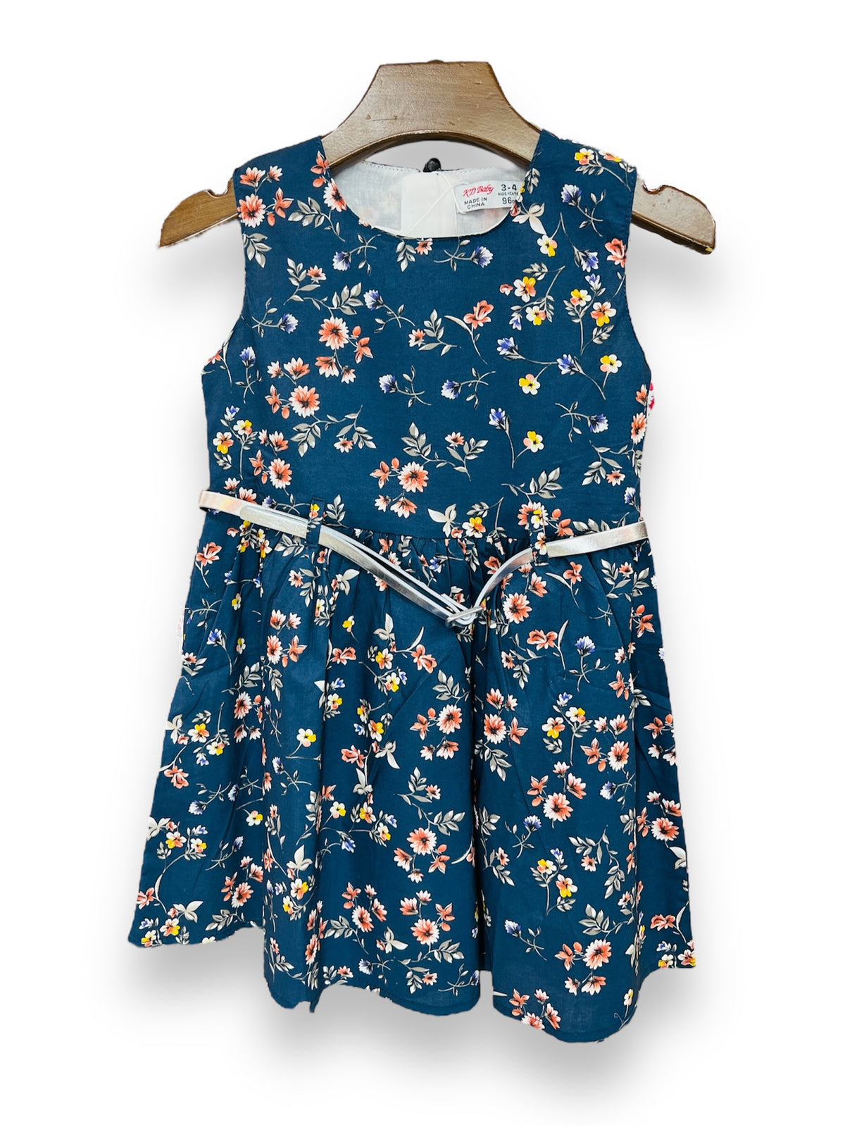 Blue Printed Flower Frock