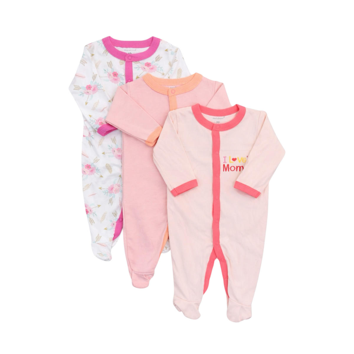 Newborn 3PC Close Feet Romper Set