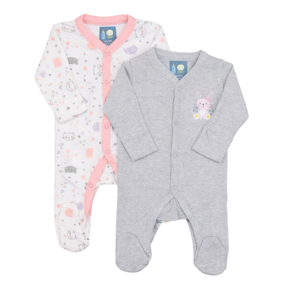 2PC Kitty Romper Set Closed Feet