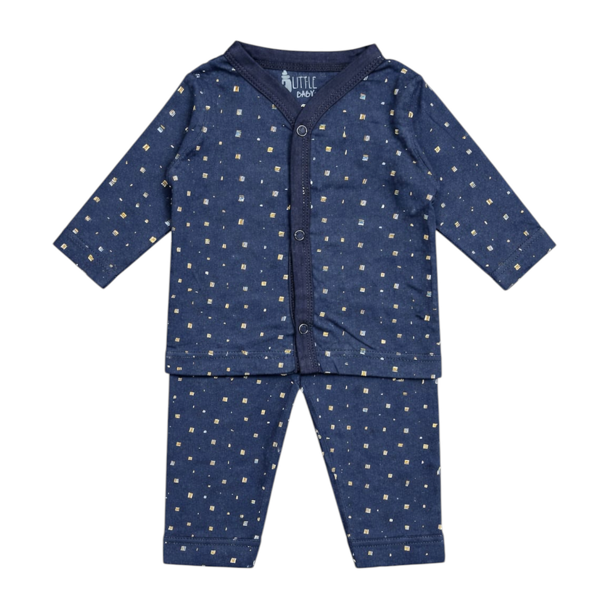 Infant Cotton Front Open Night Suit 2 Piece Pajama Set