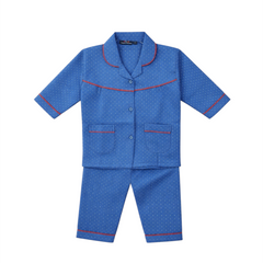 Blue Polka Dots Full Sleeves Cotton Night Suit