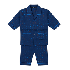 Blue Full Sleeves Cotton Night Suit
